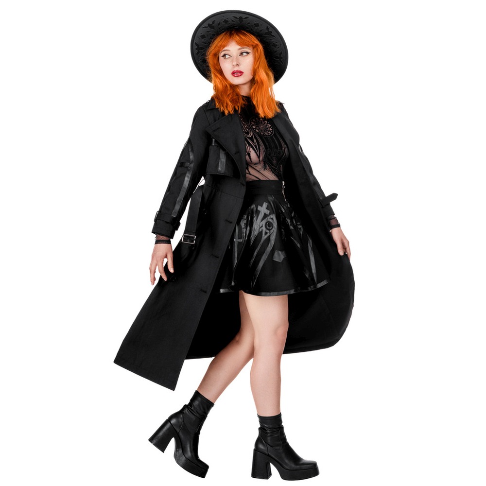 Restyle - Cathedral with laser cut Rosette Trench coat - Black